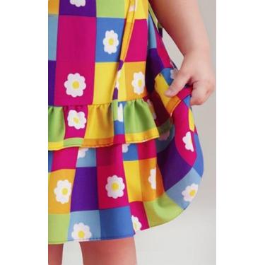 Imagem de Vestido Infantil Estampado Menina Lala Margarida Quadriculad - Se Tu B