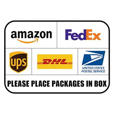 Imagem de Placa de entrega de pacote, adesivos de entrega de pacotes, placa de deixar pacotes na caixa, instruções de entrega para Amazon, UPS, FedEx, DHL, sinal USPS, 25,4 x 17,8 cm, pacote com 02