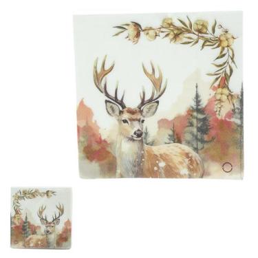 Imagem de Guardanapo De Papel Rustico Rena Natal Bege 33cm 20 Folhas - DECORE