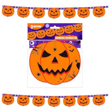 Imagem de Bandeirinhas Halloween Dia das Bruxas Enfeite de Pendurar com Abóboras