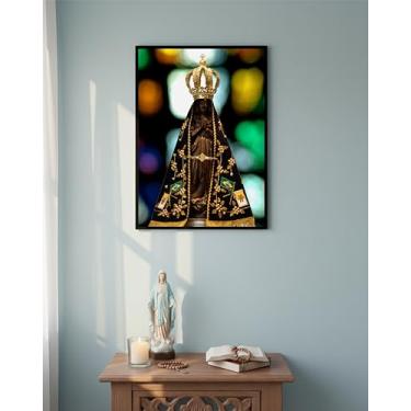 Imagem de Quadro Decorativo Nossa Senhora Aparecida, Religioso, Moldura em Madeira, 60x40 cm