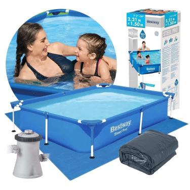 Imagem de Piscina Estrutural Infantil 1.200 Litros Splash Juniors com Capa Bomba e Forro Bestway 220v