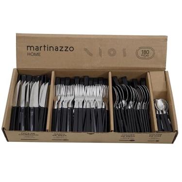 Imagem de Martinazzo Faqueiro Linha Elegance Cor Preto Com 180 Peças 60 Facas 60 Garfos 40 Colheres de Mesa e 20 Colheres de Chá Ideal Para Restaurantes