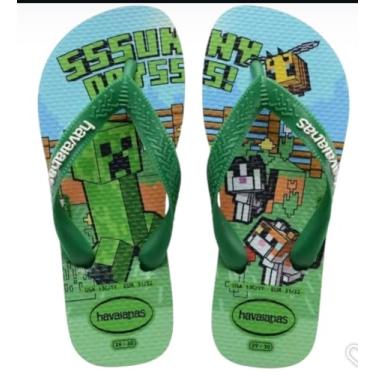 Imagem de Havaianas Chinelo Infantil Minecraft, Verde Pátria, Borracha, Tamanho 33/34