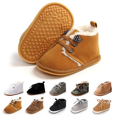 Imagem de Botas para meninos e meninas de lã antiderrapante sola macia para bebês primeiros passos sapatos quentes, B1985-light Brown, 0-6 Months Infant