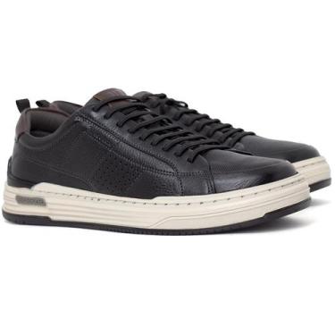 Imagem de Sapatênis Masculino Democrata Denim Mike Casual Couro Cadarço Conforto