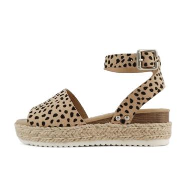 Imagem de SODA Sandálias infantis/infantis/meninas Tópico-IIS Espadrille Flatform com bico aberto, Leo-tk, 2 Little Kid