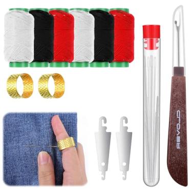 Imagem de Conjunto de 37 ferramentas de costura, kit de reparo manual de linha de agulha para iniciantes em casa, kit de mini ferramentas de costura com agulhas de aço, bobinas de fios, estriador de costura