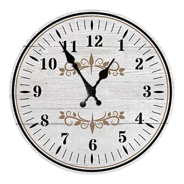 Imagem de Relógio de parede silencioso relógio de parede estilo madeira casa vintage decoração rústica vintage redondo clássico relógio de parede 12 polegadas decoração relógio (cor: 4, tamanho: 30,5 cm) (5 12