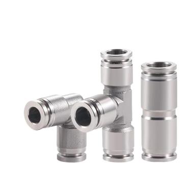 Imagem de 1 peça de aço inoxidável 304 junta de tubo de três ventilação cotovelo pneumático rápido PV PU PE 4/6/8/10 (PE12)