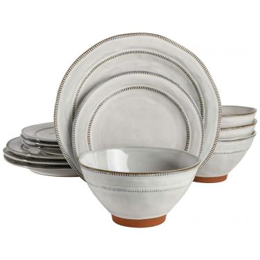 Imagem de Aparelho de Jantar com 12 Peças em Cerâmica e Esmalte Reativo, Gibson Elite Terranea, Branco