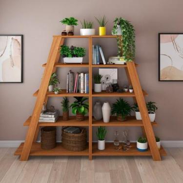 Imagem de Kit 2 Estantes Escada Multiuso para Livros 5 Prateleiras 134cmx164cm -