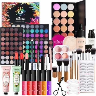 Imagem de Kit de Maquiagem POPFEEL Pinceis, Paleta de Sombras e Batons