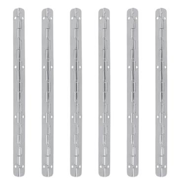 Imagem de Oedema 6 dobradiças para piano de 20 cm x 1,5 cm, largura aberta, 0,40 cm de largura, 0,40 cm de espessura, dobradiça contínua dobrável polida, lisa, prata