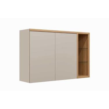 Imagem de Armário Aéreo P- Cozinha Allure C- 2 Portas E 3 Nichos 120cm Jequitiba-gris Fosco - Linea Brasil