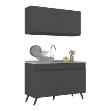 Imagem de Armário De Cozinha Compacta 120cm Veneza Multimóveis V2141 Preto Preto