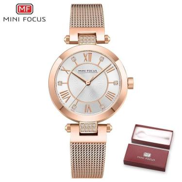Imagem de Relógio Feminino Mini Focus Mf0215l à Prova D'água Ouro Rosa