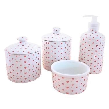 Imagem de Kit Higiene Bebê Lavabo 4 ou 5 pçs Poá c/ Pegador Porcelana - Antilope