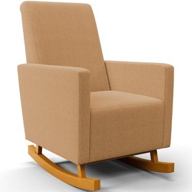 Imagem de Poltrona De Amamentação Com Balanço Ravena W01 Bouclê Mostarda - Lyam Decor