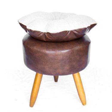 Imagem de Puff Pétala Decorativo Em Linho Com Pés Palito