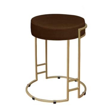 Imagem de Puff Decorativo Sarah Sala E Recepção Metal Dourado Veludo