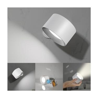 Imagem de Koopala 1 x luminária de parede LED com bateria recarregável, 3 níveis de brilho, porta de carregamento USB, rotação de 360°, lâmpada de parede sem fio para leitura, trabalho, estudo, mesa de