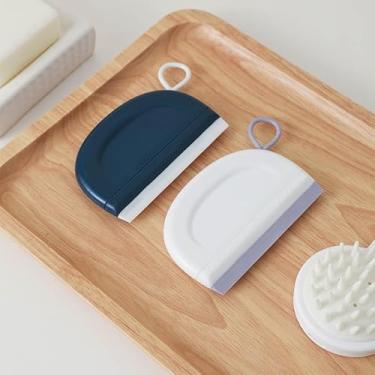 Imagem de 1 minilâmina de limpador portátil, portátil, design ergonômico, borda de borracha para banheiro vidro chuveiro pia de porta e limpeza de espelho, azul