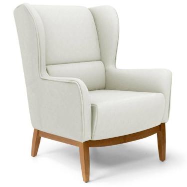 Imagem de Poltrona Decorativa Base Manu Madeira Milena C-26 Sintético Bege - Domi