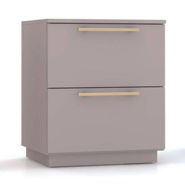 Imagem de Mesa De Cabeceira Dubai 2 Gavetas 50 Cm Vila Rica Cor:fendi