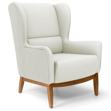 Imagem de Poltrona Decorativa Base Manu Madeira Milena C-26 Sintético Bege - Domi