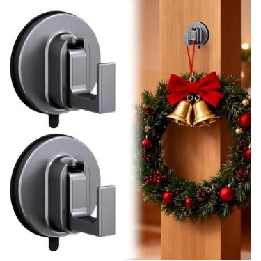 Imagem de YAQIMIYA Ganchos de ventosa para chuveiro, ganchos de toalha removíveis, gancho de grinalda com ventosa para decoração de guirlanda de Natal - Pacote com 2