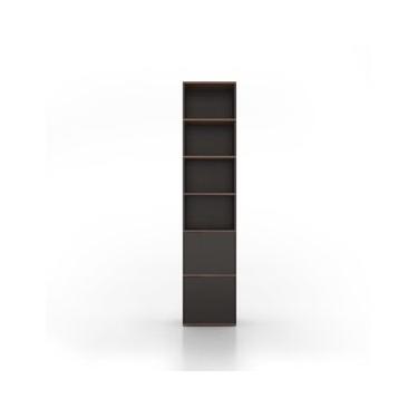 Imagem de Estante Roma Preto Com Madeira Escura