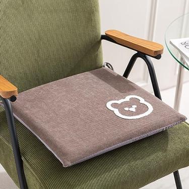 Imagem de Almofadas de assento para cadeiras de sala de jantar, almofadas de cadeira para cadeiras de cozinha, almofadas laváveis para cadeiras de jantar, formato quadrado, tecido de linho adequado para todas