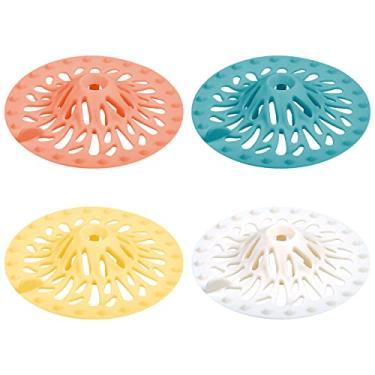 Imagem de Coadores de pia de silicone universais, 4 cores em forma de vulcão, capa de dreno de silicone, tampa de chuveiro captador de cabelo para banheiro, banheira e cozinha