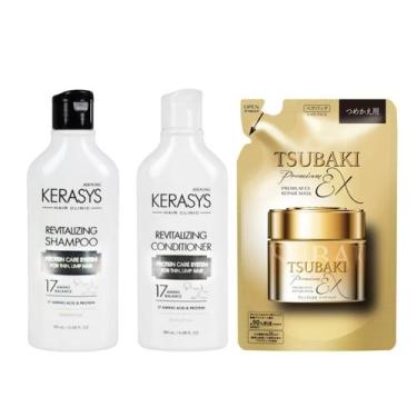Imagem de Kerasys & Tsubaki Kit (Duo Revitalizing + Premium Ex Repair Mask 150g 