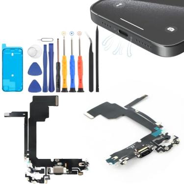 Imagem de Conector Dock para iPhone 15 Pro MAX Porta de Carregamento Cabo Flex Substituição para iPhone 15 Pro Max USB Carregador Dock Board Conector com Ferramentas