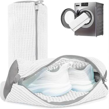Imagem de DX Grandway 2 peças de sacos para máquina de lavar sapatos, sacos de lavanderia XXL para lavadora e secadora, zíper resistente com design de gancho, sacos secos de tênis incluídos, saco de lavagem