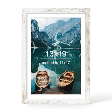 Imagem de Hongkee Porta-retrato 33 x 48, estilo madeira branca envelhecida – pôsteres 28 x 43 com tapete ou 33 x 48 sem tapete, montagem na parede horizontal e vertical, 1 pacote