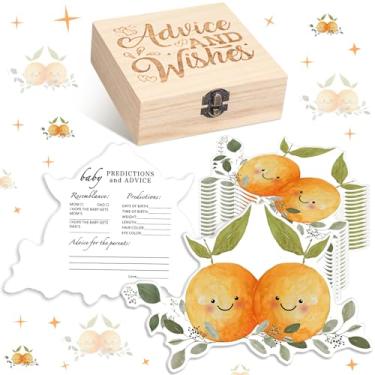 Imagem de RattanView 50 peças dupla face Cuties Baby Prediction and Advice Game Cards Two Little Cuties Twins decoração de chá de bebê com cartões de jogo caixa de lembrança de madeira