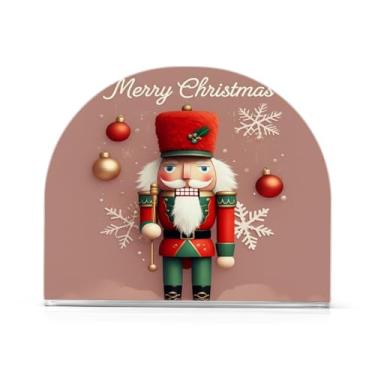 Imagem de JUZIHAI Porta-guardanapos de Natal com chapéu vermelho para mesa, dispensador de guardanapo de acrílico, suporte de lenços independente de mesa para cozinha, jantar, bar, festa, decoração de casa