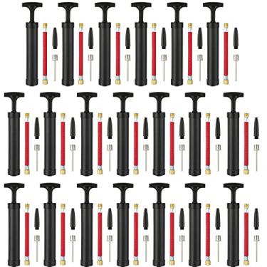 Imagem de Zhehao Kit de bomba de bola portátil bomba de ar de mão para bolas esportivas inflador com mangueira de extensão de agulha bomba de futebol para futebol basquete vôlei balão de água Natal infantil caixas de sapatos (conjunto com 50)