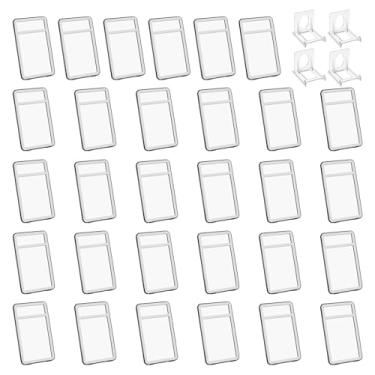 Imagem de PATIKIL Porta-crachá de grau com janelas de dupla face, 30 peças de capa protetora para cartão de identificação, porta-chaves, estojo rígido vertical com suporte de exibição para licenças de crédito