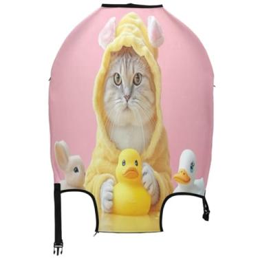 Imagem de Joisal Capas engraçadas de gato e pato para bagagem, antiarranhões, itens essenciais de viagem para mulheres,, Gato de pato engraçado, M, Fits 22-24 Inch Case, Capa de mala