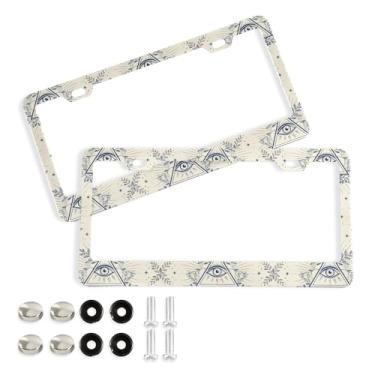 Imagem de SEHANY Molduras para placa de carro que tudo vêem, moldura de placa de carro de alumínio à prova de ferrugem com furos e parafusos elípticos serve para acessórios de carro de tamanho padrão de