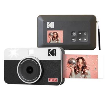 Imagem de KODAK Câmera digital instantânea e impressora fotográfica Mini Shot 2 retrô 4PASS 2 em 1 (5,3 x 8,6 cm) + 8 folhas, branca