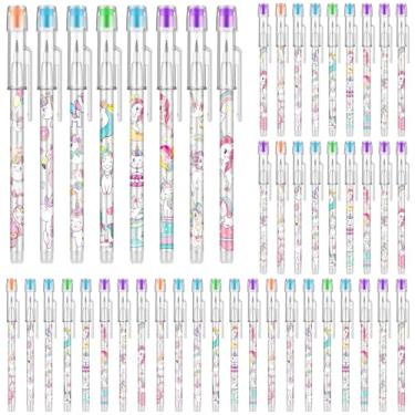 Imagem de 48 peças de lápis empilhável unicórnio sortidos com borracha, lápis empilháveis de vários pontos sem afiar para crianças meninas professores de sala de aula estudantes recompensa unicórnio lembrancinhas de festa de aniversário, 8 estilos