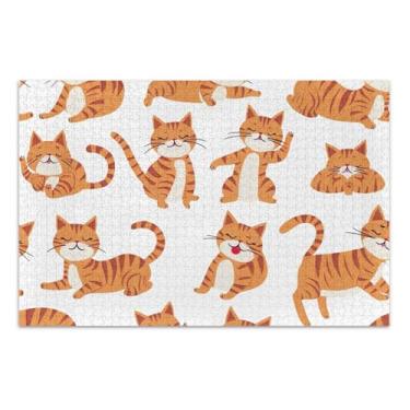 Imagem de Quebra-cabeça 1000 peças adulto bonito gato laranja impressão elefantes presentes família divertido quebra-cabeça arte animal impressão, 75 x 40 centímetros