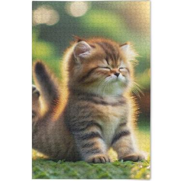 Imagem de Quebra-cabeça de 500 peças de gatos fofos para adultos com arte divertida e divertida pintura de arte personalizada, 52 cm x 37,8 cm