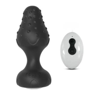 Imagem de Plug Anal Vibratório Em Silicone Com Luz Led 9 X 3,5cm Recarregável e Controle Sem Fio PL192 (PRETO)