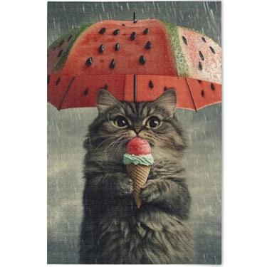 Imagem de Quebra-cabeças personalizados de gato gordo, 1000 peças, presentes para adultos, jogo de elefante branco, quebra-cabeças rígidos para adultos, paisagem floral, 75 x 50 cm